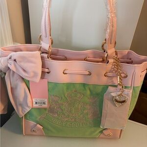 Juicy couture classic Scottie dogs daydreamer tote bag green/pink